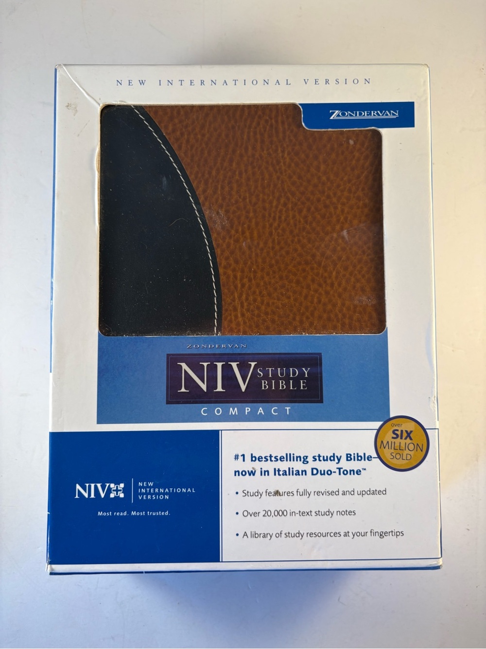 Zondervan NIV Study Bible by Zondervan Staff Leather Brown Black 7.5”x5.5”